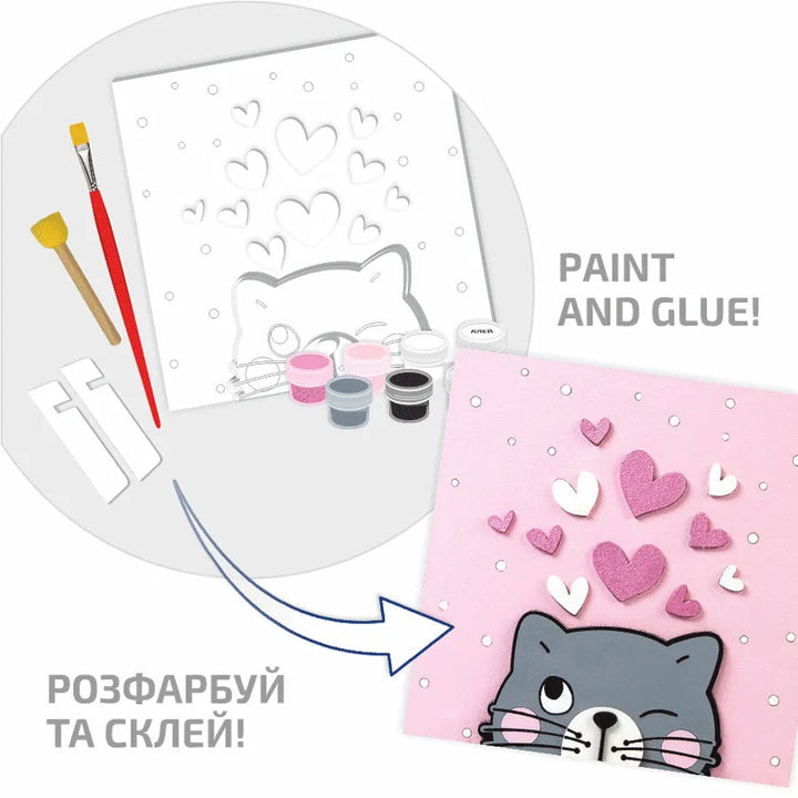 Rosa Talent Kitten - 3D Painting on Primed Fiberboard Set. Create Your DIY Decoration. 7.09*7.09 inches.