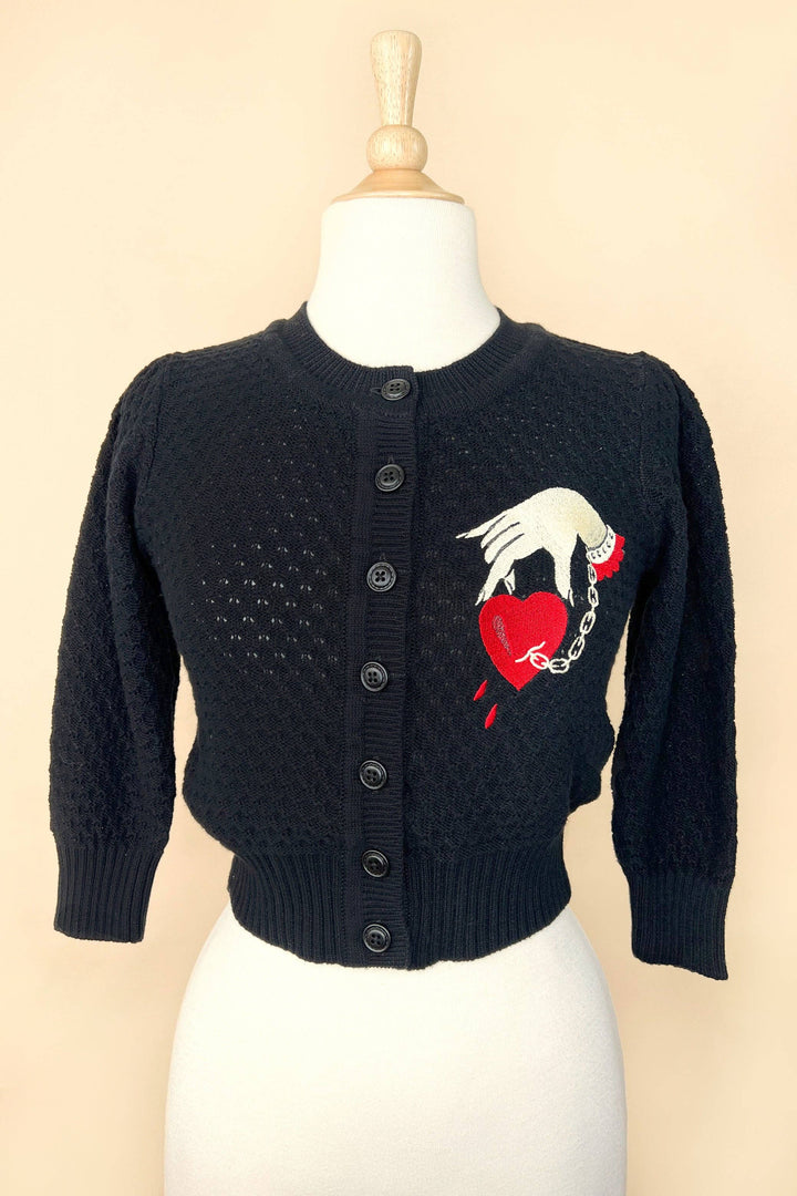 Captive Heart Regular Size Cropped Cardigan in Black