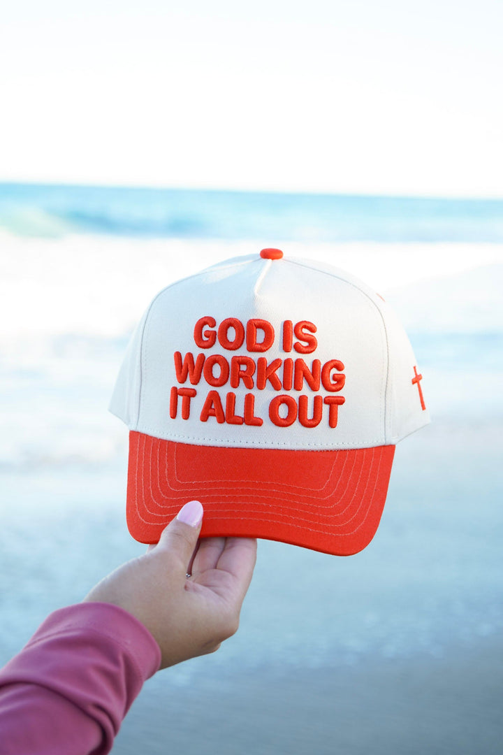 God Is Working It All Out - Red Trucker Hat