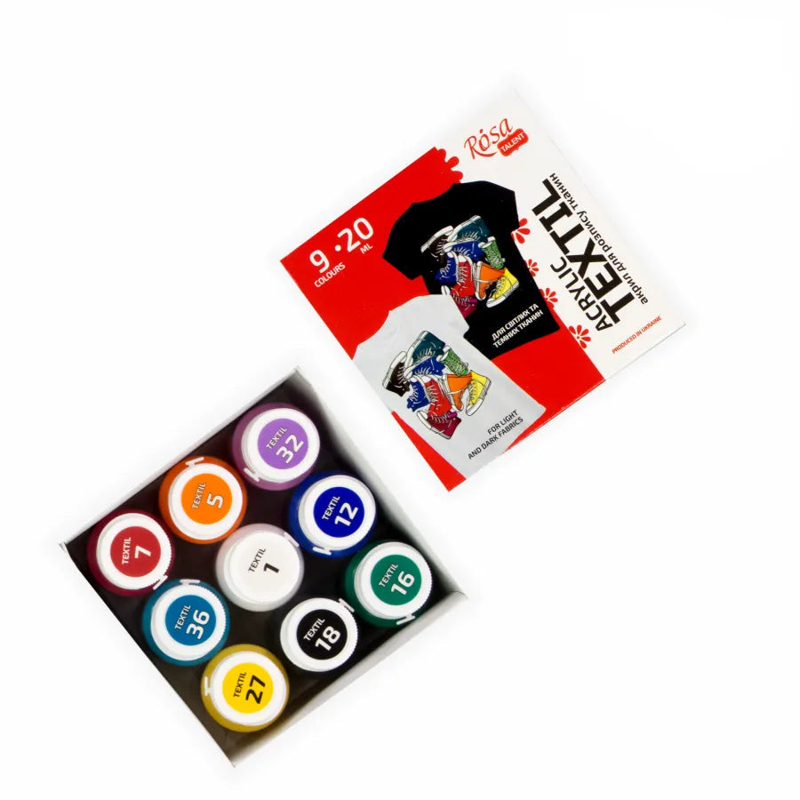 Rosa Talent STYLE Textile Acrylic Paint Set. 9 colors (0.68 oz)