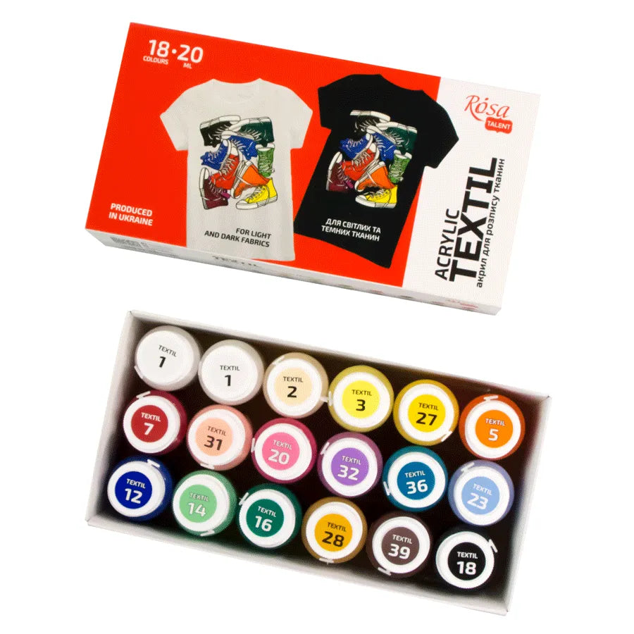 Rosa Talent STYLE Textile Acrylic Paint Set 18 colors (0.68 oz)
