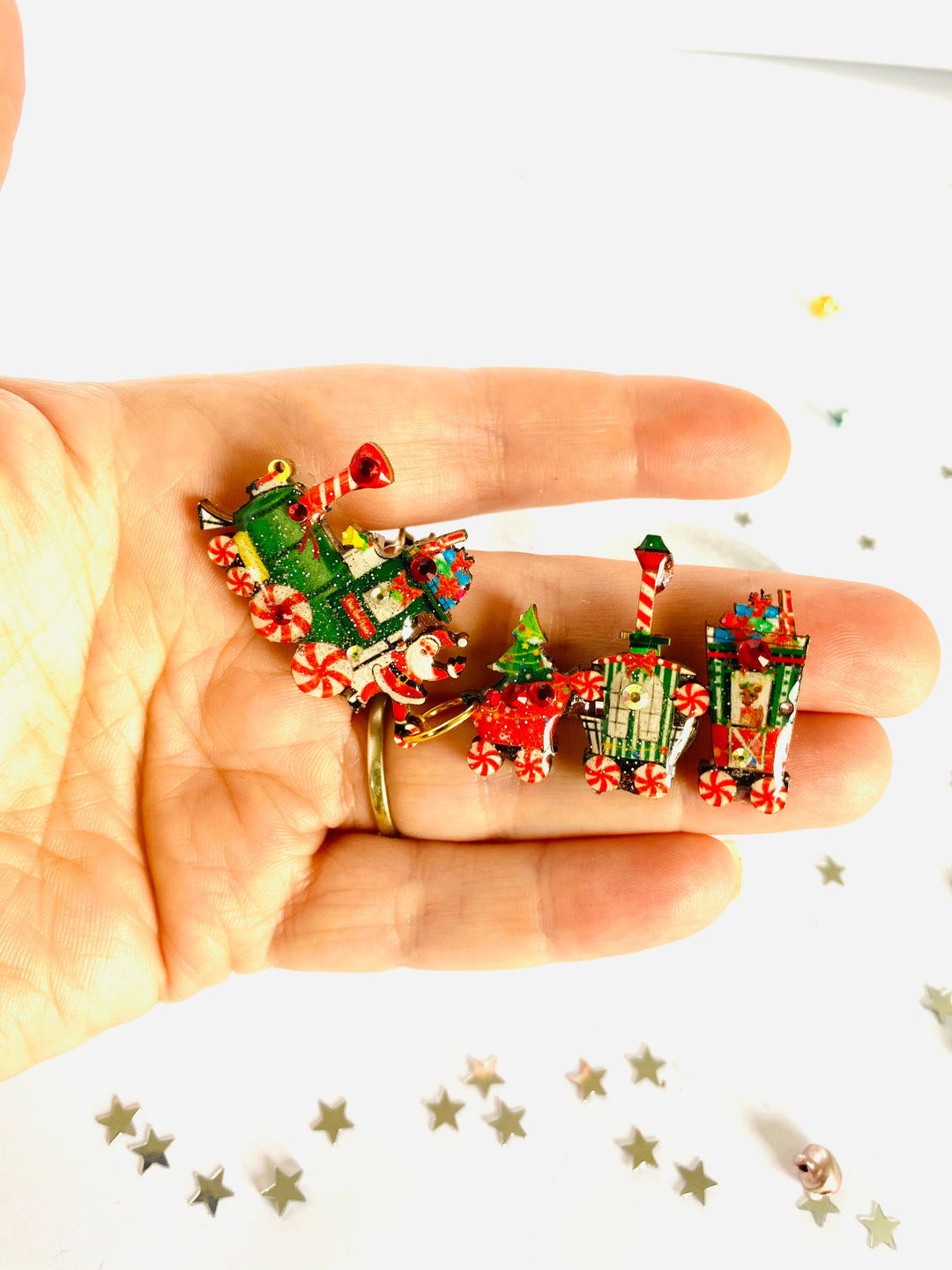 Christmas Train Brooch by Rosie Rose Parker