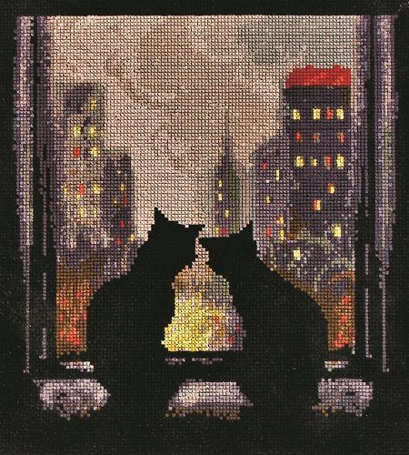 Cats on the window Counted cross stitch kit 1093A
