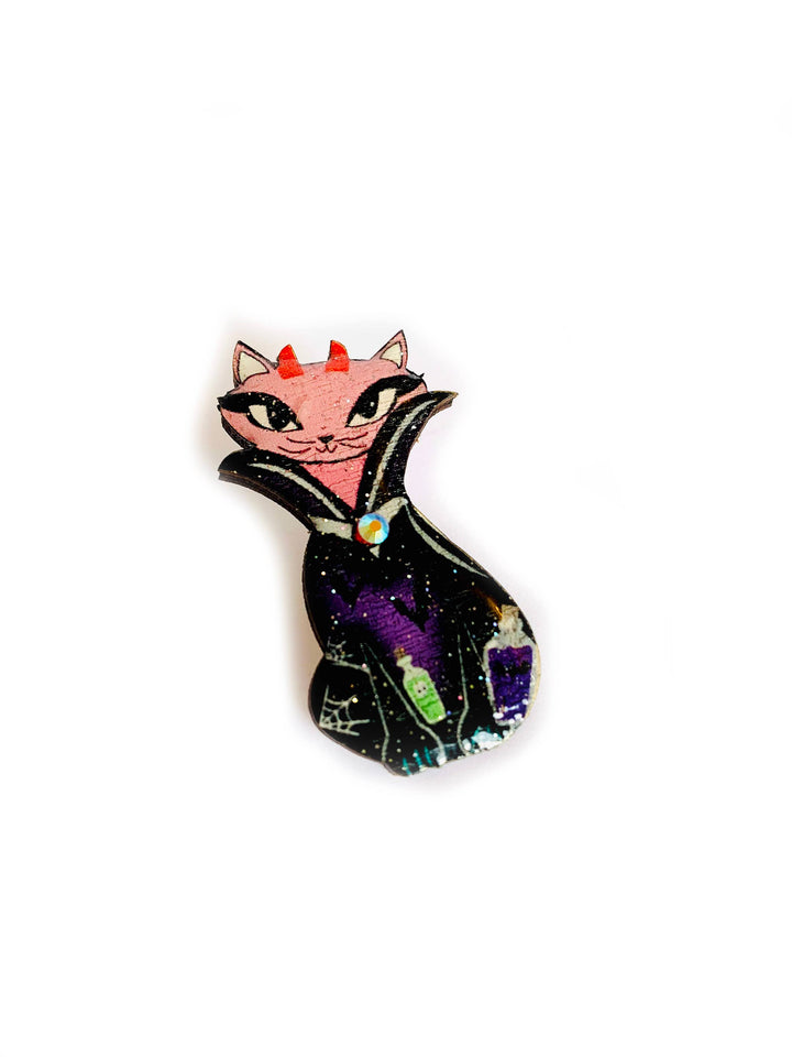 Retro Vampire Cat Pin by Rosie Rose Parker