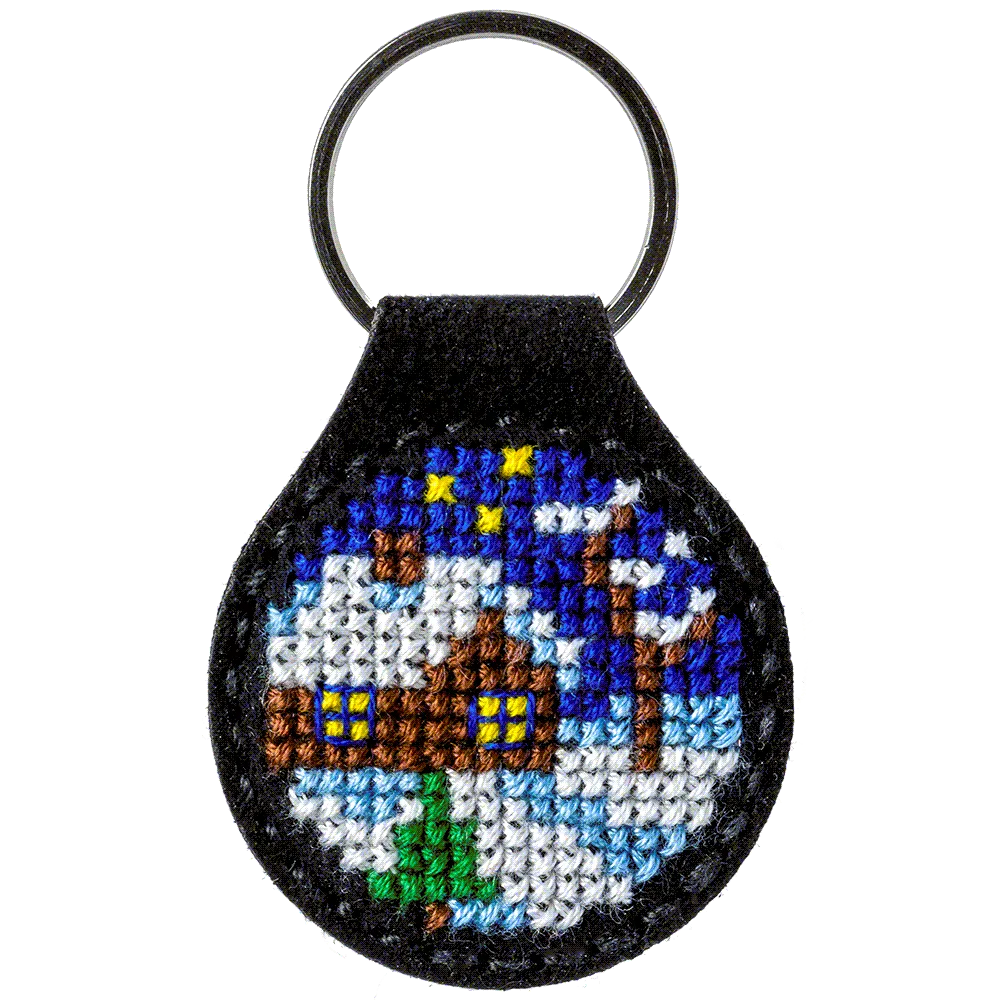 Seasonal House Key Chain Cross-stitch kit on artificial leather FLHL-012