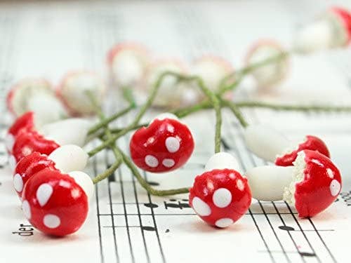 Vintage Red Sealed Plaster Mushrooms -Set of 10