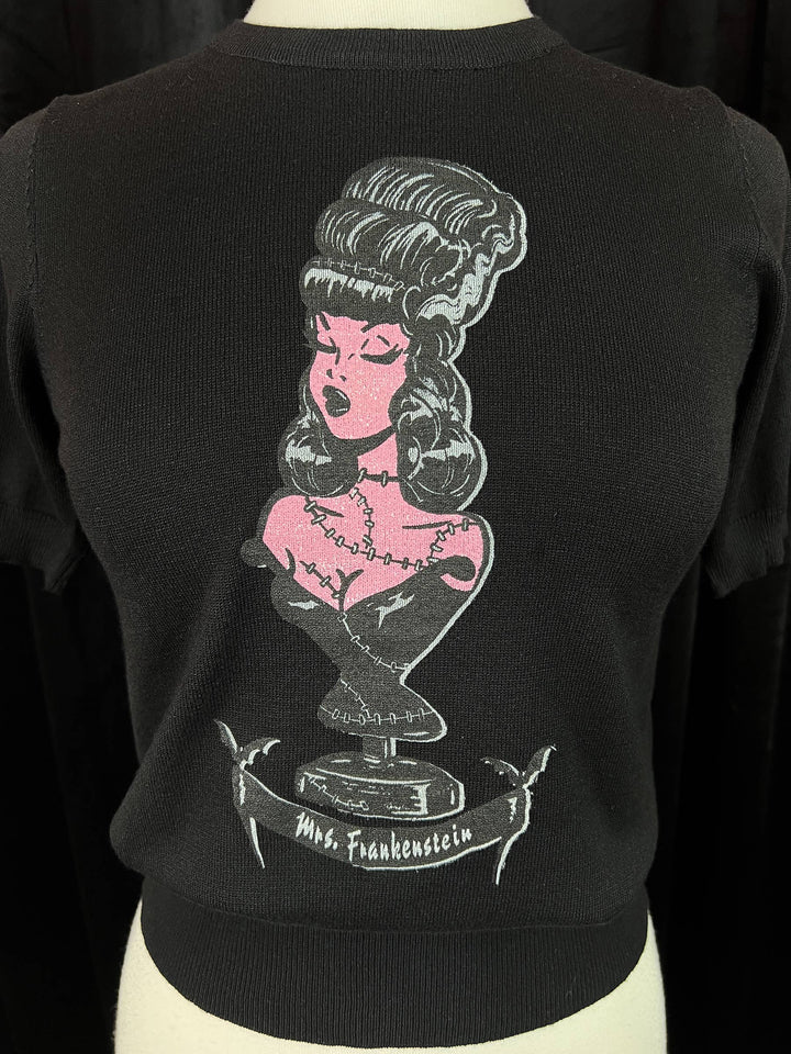 Mrs. Frankenstein short sleeve Sweater in Black