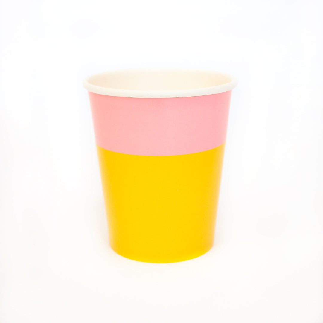 Yellow and light pink color block cup
