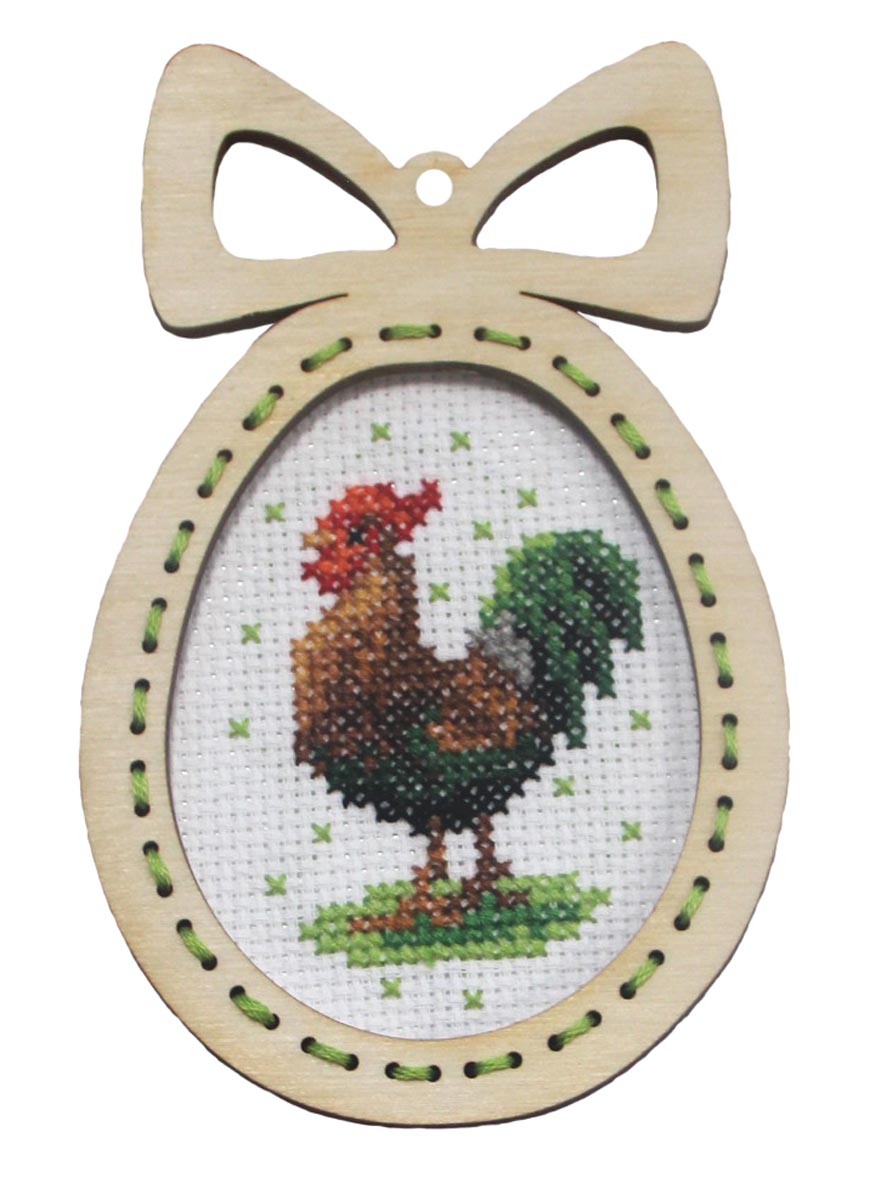 Counted cross stitch kit with plywood frame "Easter egg-Rooster" 6662