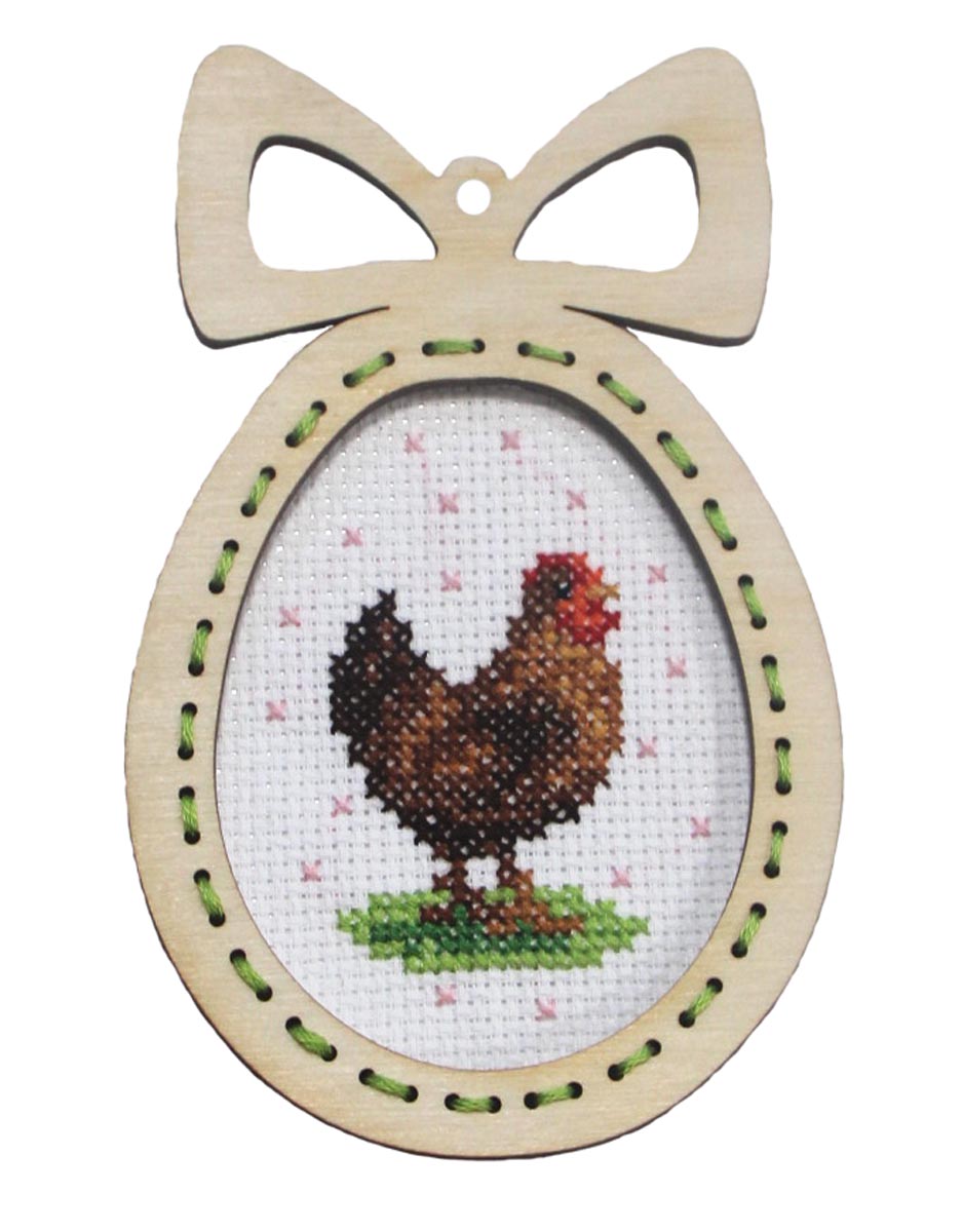 Counted cross stitch kit with plywood frame "Easter egg-Hen" 6663