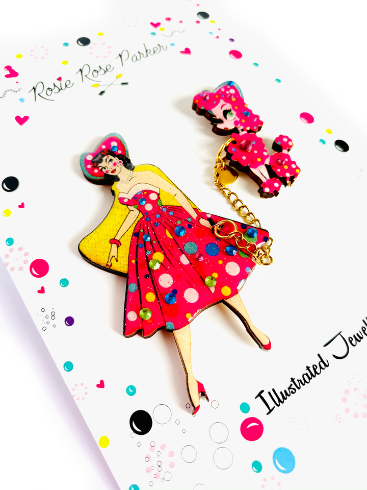 Betty and Lulu Walkies Time Brooch by Rosie Rose Parker