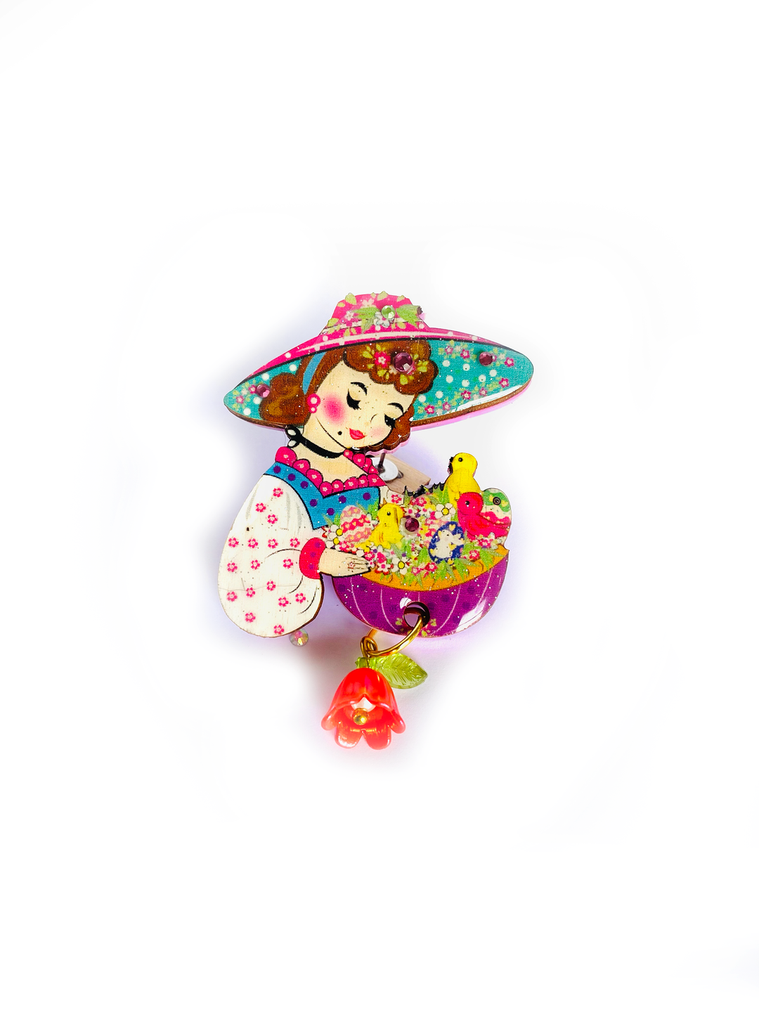 Penelope and her Easter Basket Brooch by Rosie Rose Parker