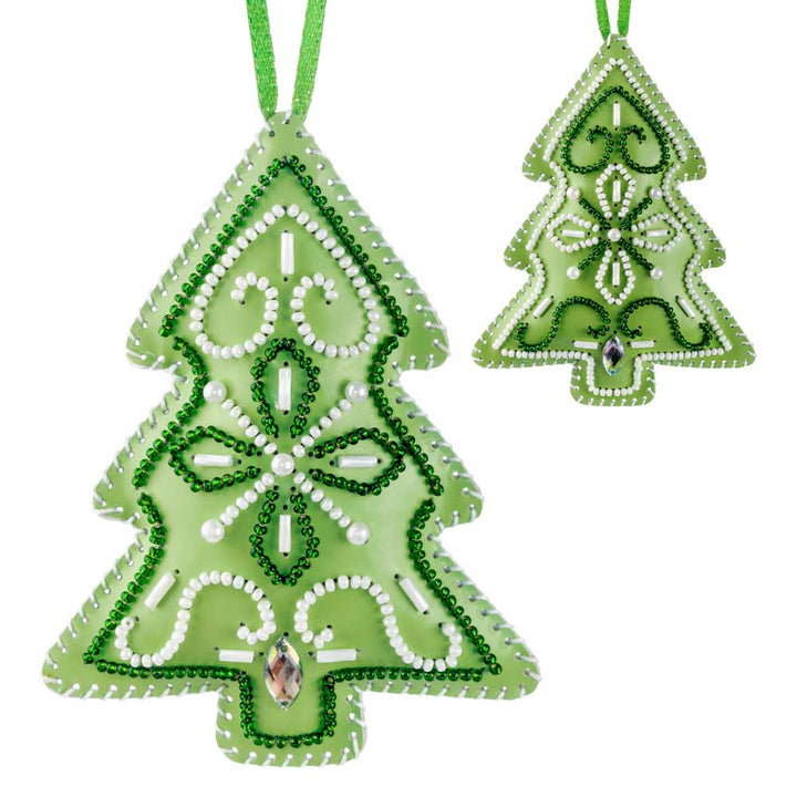 Christmas Tree Ornament Artificial Leather Bead Embroidery Kit by Wonderland Crafts FLBB-130
