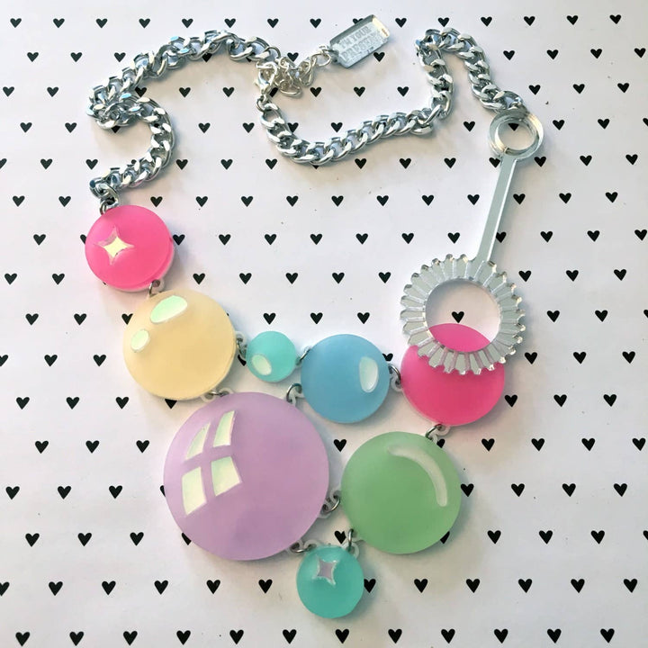 Pastel Rainbow Super Bubble & Wand Statement Necklace