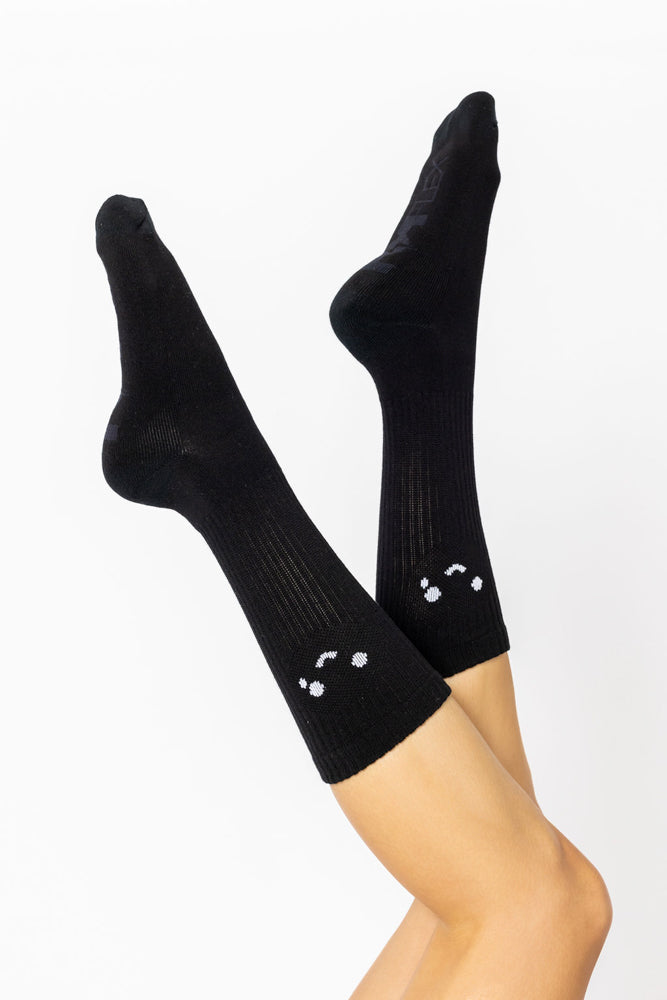 Happy Cry Face Mid-Calf Gym Socks - Black