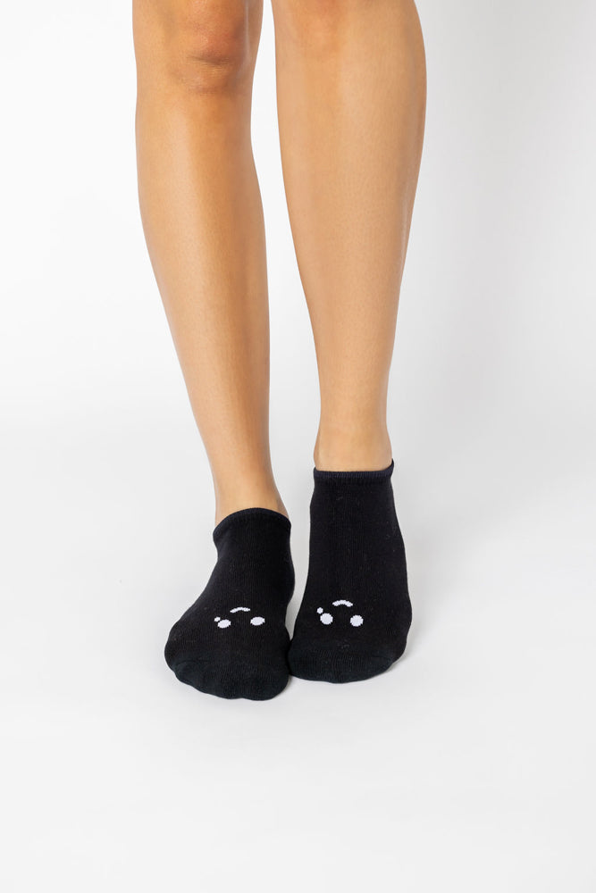 Happy Cry Face Low Rise Socks - Black