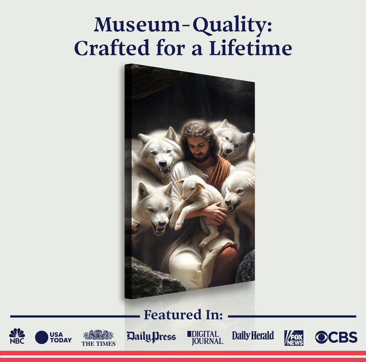 Jesus Protects The Lamb From Wolves Faith Wall Art