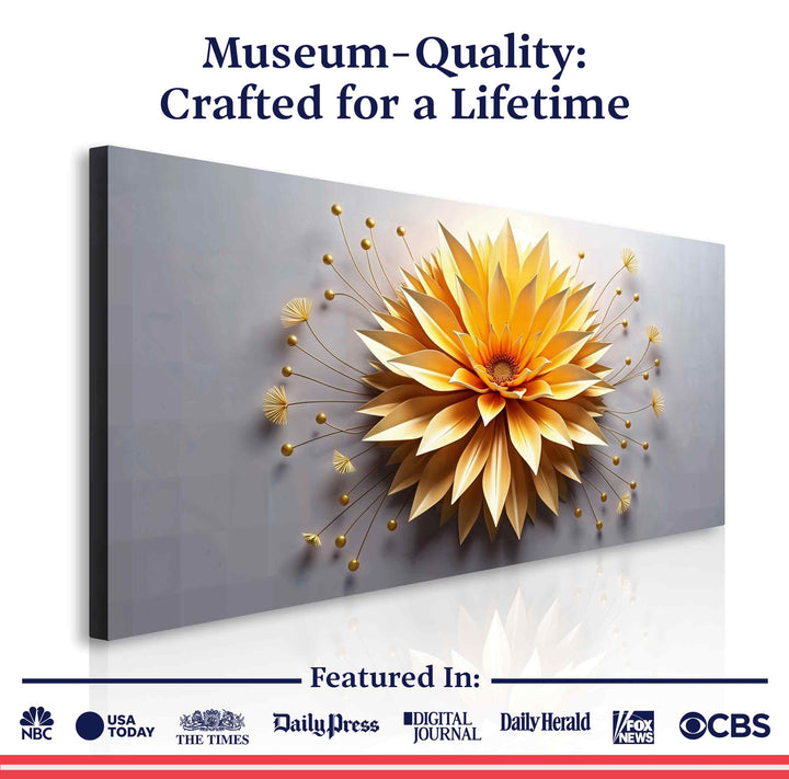 Golden Dandelion Minimalist Abstract Wall Art