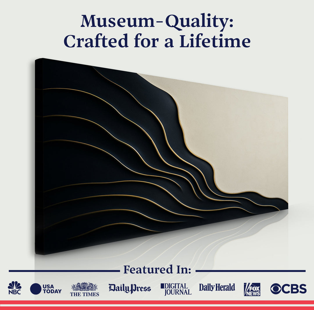 Black and Gold Minimalist Abstract Wall Art