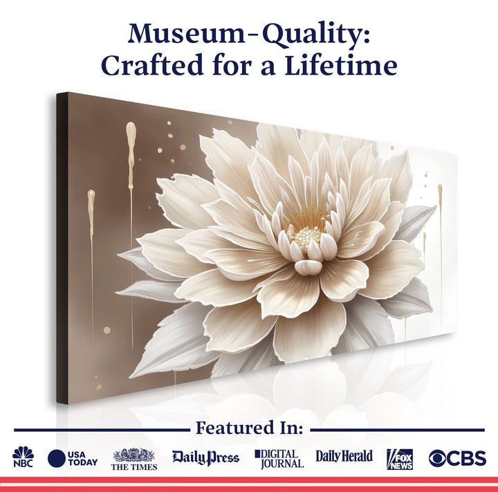 Single Beige Flower Abstract Wall Art