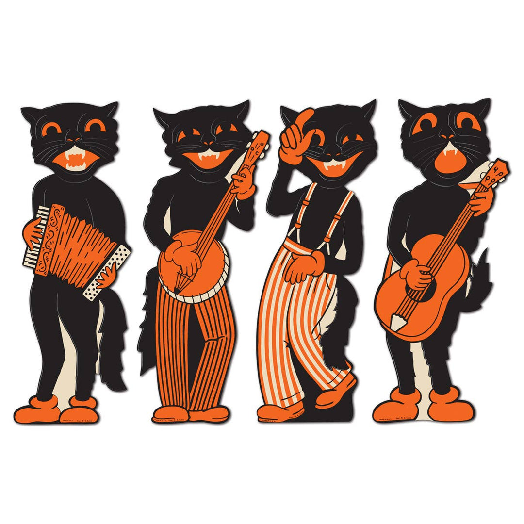 Vintage Halloween Scat Cat Band Cutouts Set of 4 by Beistle