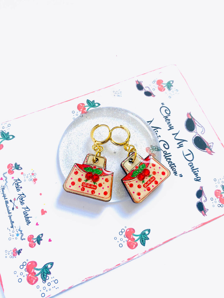 Retro Cherry Handbag Earrings by Rosie Rose Parker
