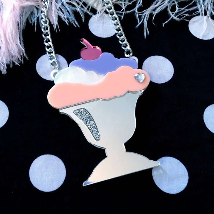 Pastel Ice Cream Sundae Statement Acrylic Necklace