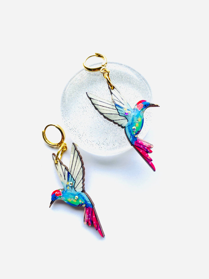 Hummingbird Huggie Hoop Earrings by Rosie Rose Parker