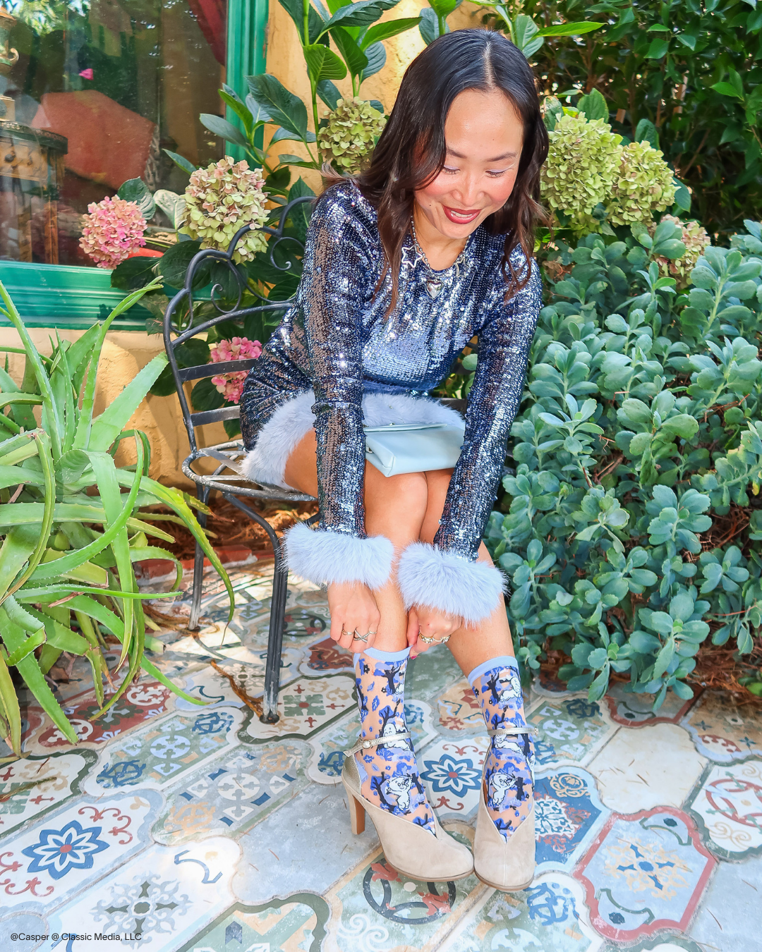 Casper and Trees Sheer Crew Sock