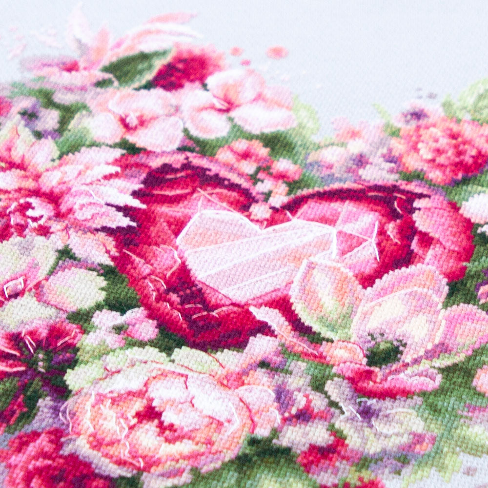 Blooming Heart Counted Cross Stitch Kit by Magic Needle 70-15