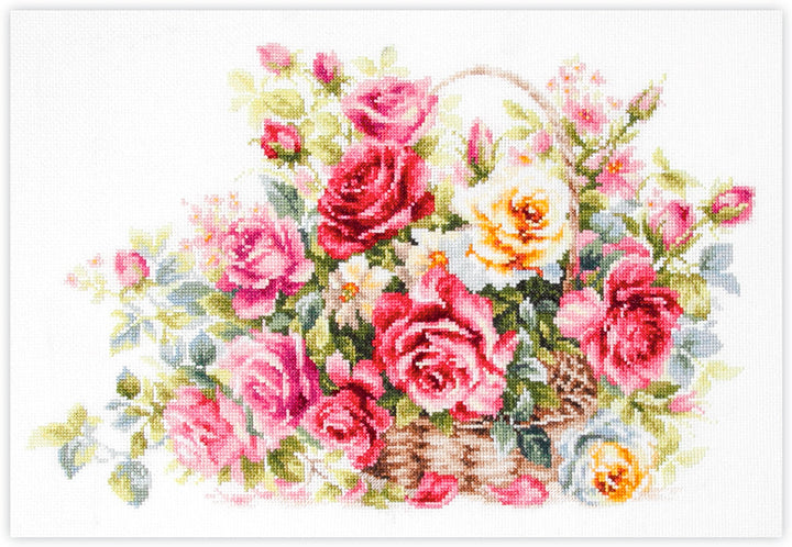 Basket with Roses Counted Cross Stitch Kit by Magic Needle 70-19