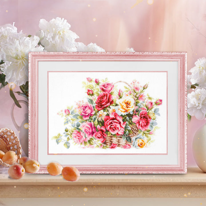 Basket with Roses Counted Cross Stitch Kit by Magic Needle 70-19