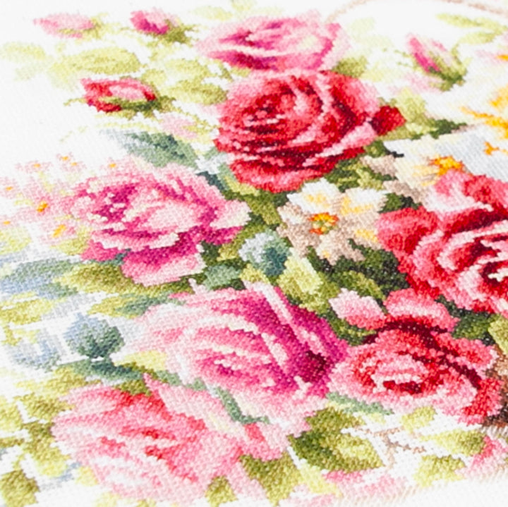 Basket with Roses Counted Cross Stitch Kit by Magic Needle 70-19