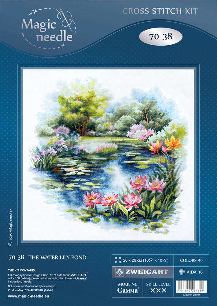 The Water Lily Pond Counted Cross Stitch Kit by Magic Needle 70-38