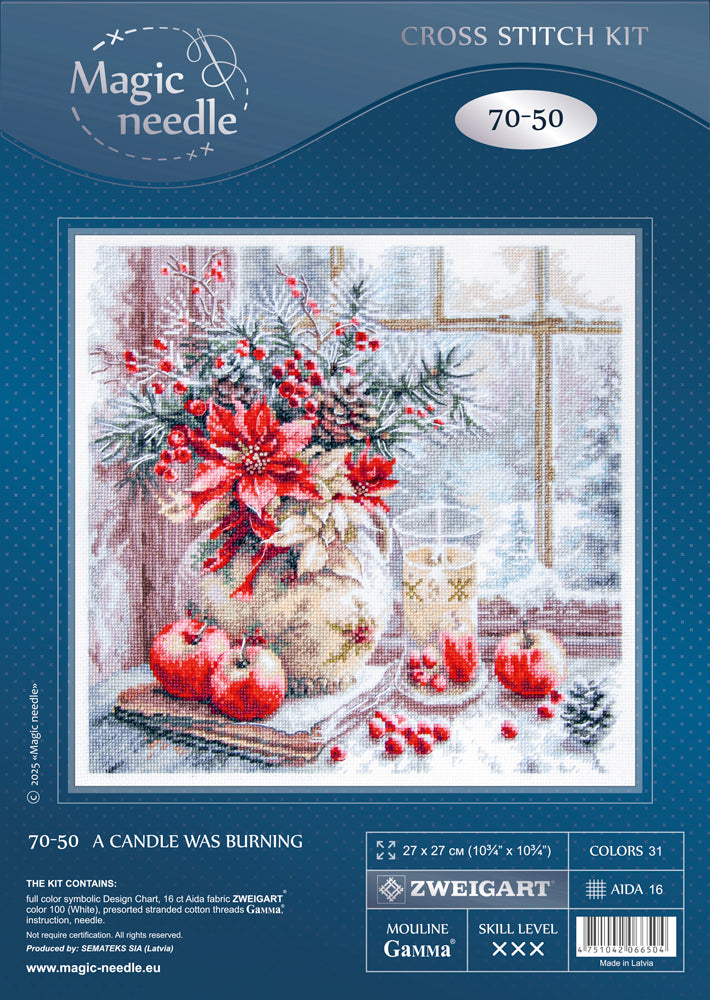 A Candle Was Burning Counted Cross Stitch Kit by Magic Needle 70-50