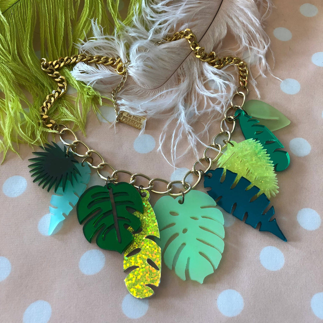 Tropical Leaves Statement Necklace