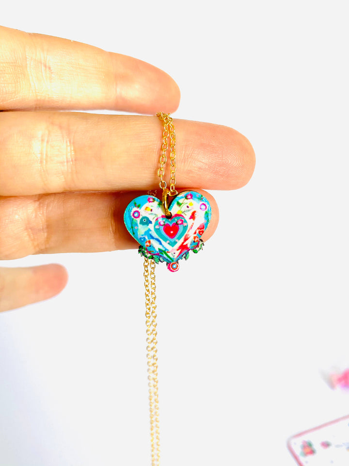 Lovebird Necklace on Gold Chain by Rosie Rose Parker