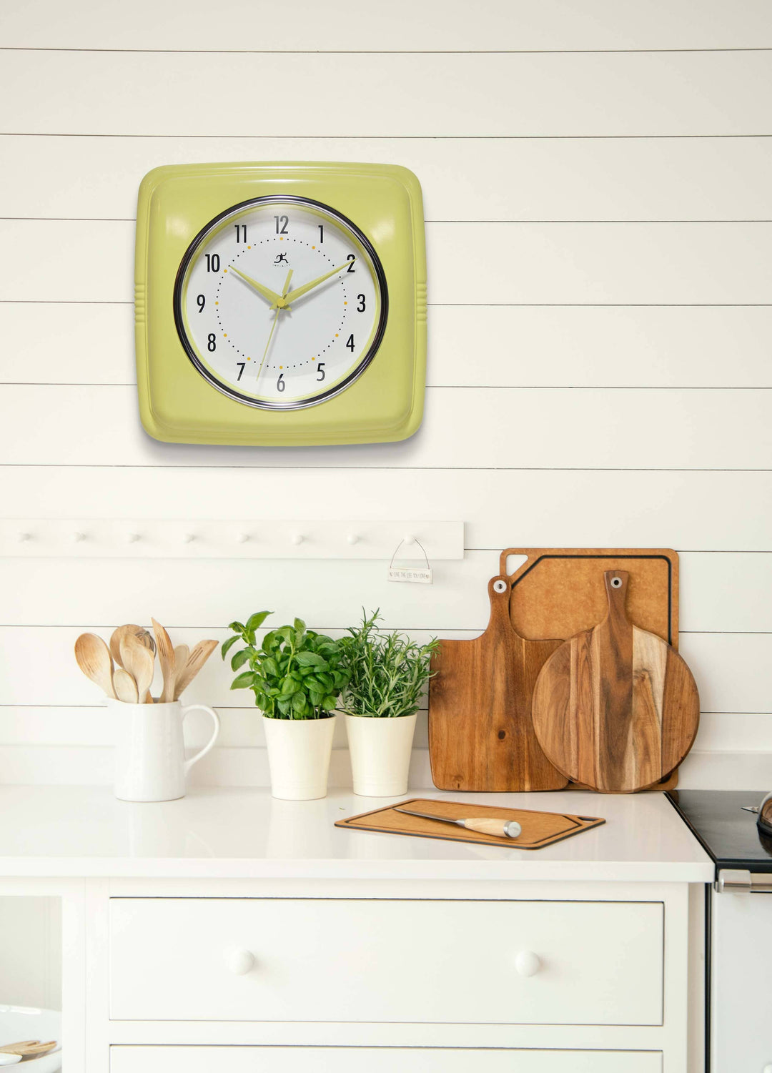 Retro Square Yellow Indoor Wall Clock