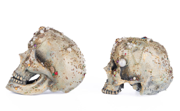 Tabletop Jewel Encrusted Skulls Assortment of 2