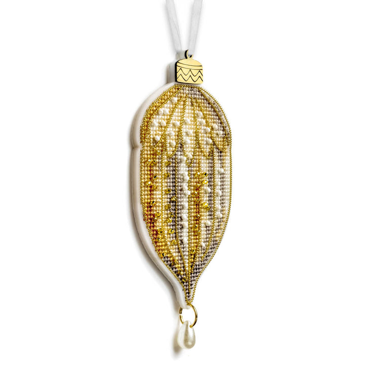 Christmas Ornament - Golden Acorn Plastic Base Cross-Stitch Kit by Wonderland Crafts FLX-134