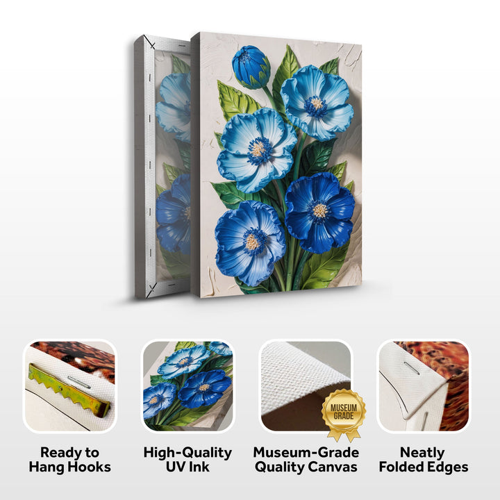 Blue Blossom Bouquet Impasto Wall Art