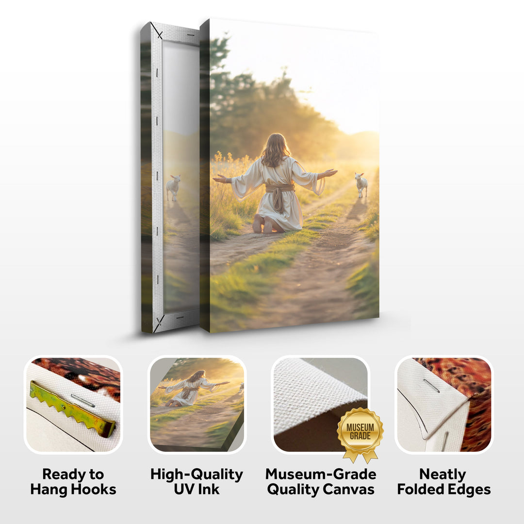 Jesus Protects The Lamb From Wolves Faith Wall Art XI