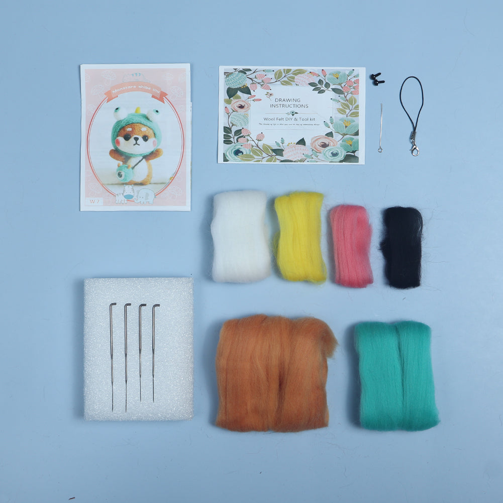 Puppy in Monster Costume Needle Felting Kit. Wizardi DIY Wool Craft Kit F07N8-W7