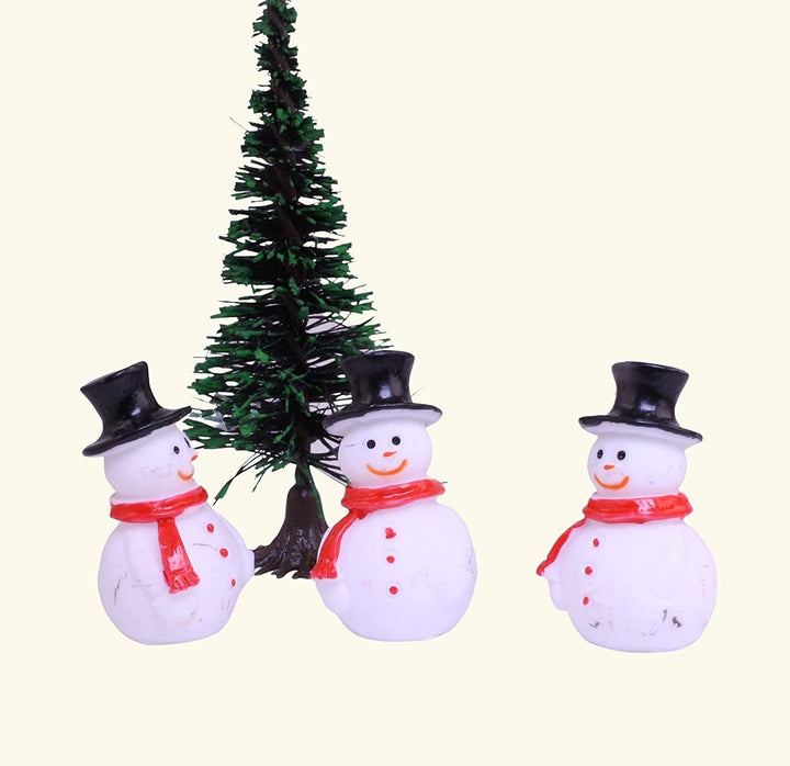 Retro Plastic Mini Snowman 1.25" - Set of 3