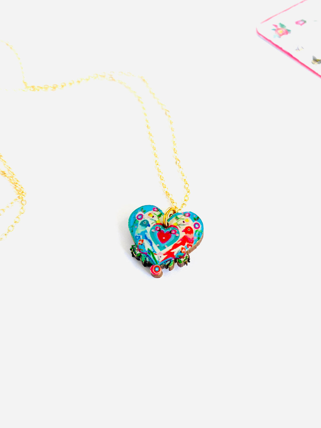 Lovebird Necklace on Gold Chain by Rosie Rose Parker