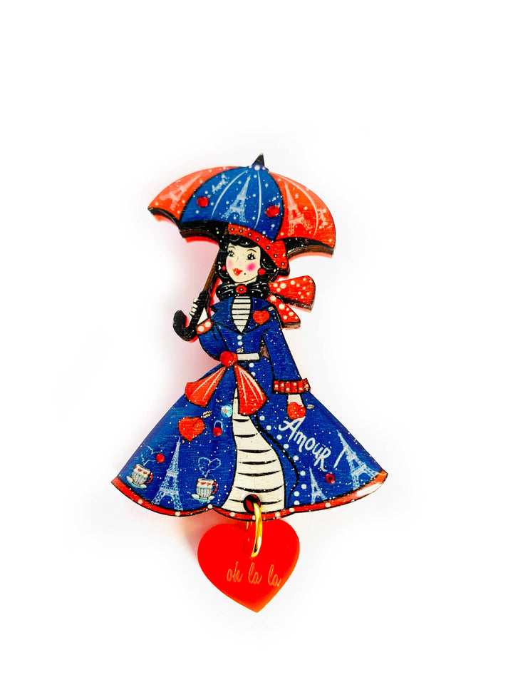 Raining in Paris Brooch by Rosie Rose Parker