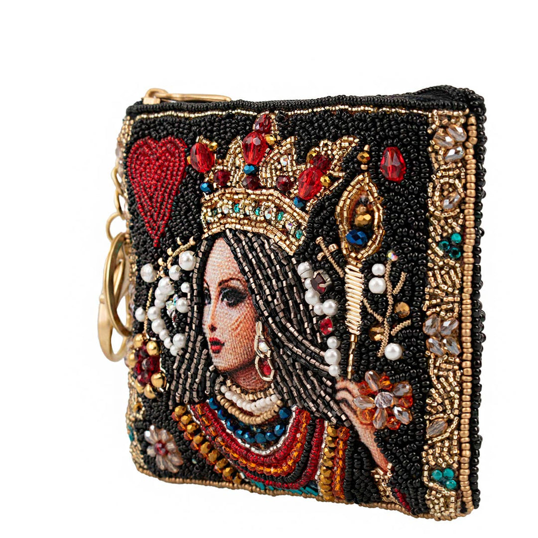 The Queen Playing Card Beaded Coin Purse