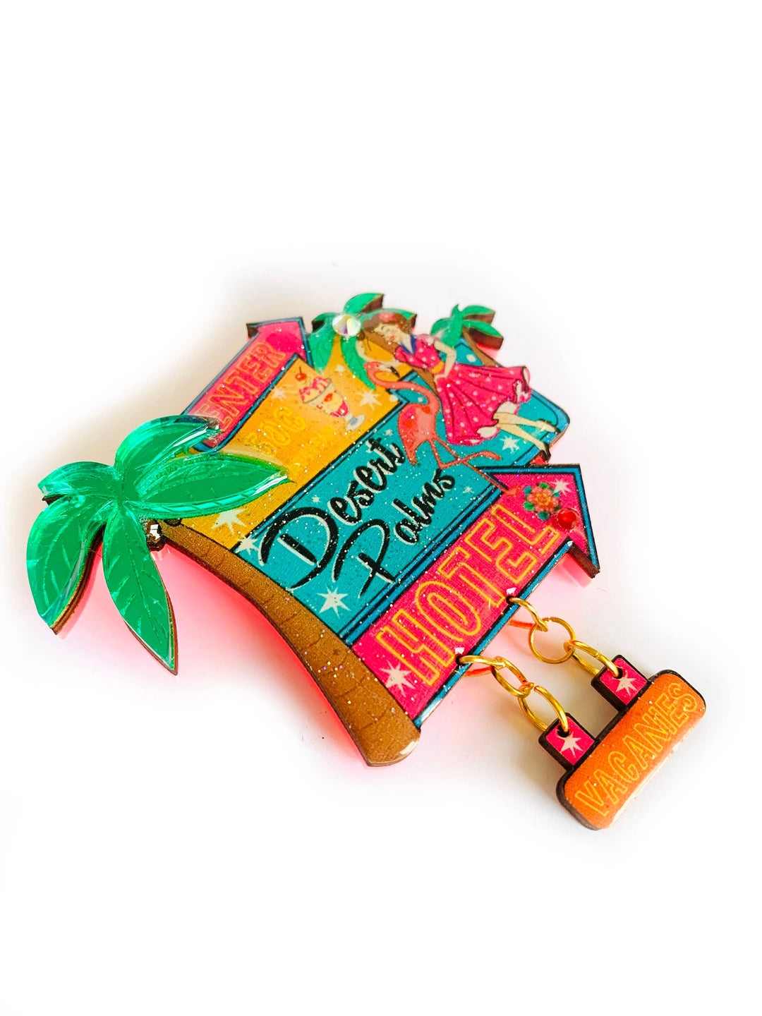 Desert Palms Palm Springs Hotel Brooch by Rosie Rose Parker