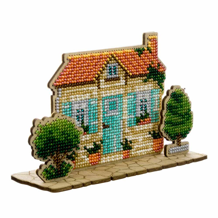 Wooden Bead Embroidery Kit ‚Äì ‚ÄúTurquoise House‚Äù FLK-590
