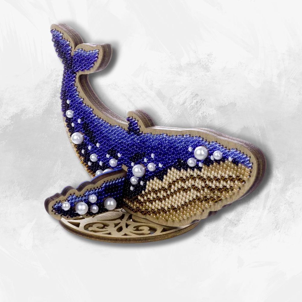 Wooden Bead Embroidery Kit ‚Äì ‚ÄúBlue Whale‚Äù FLK-582